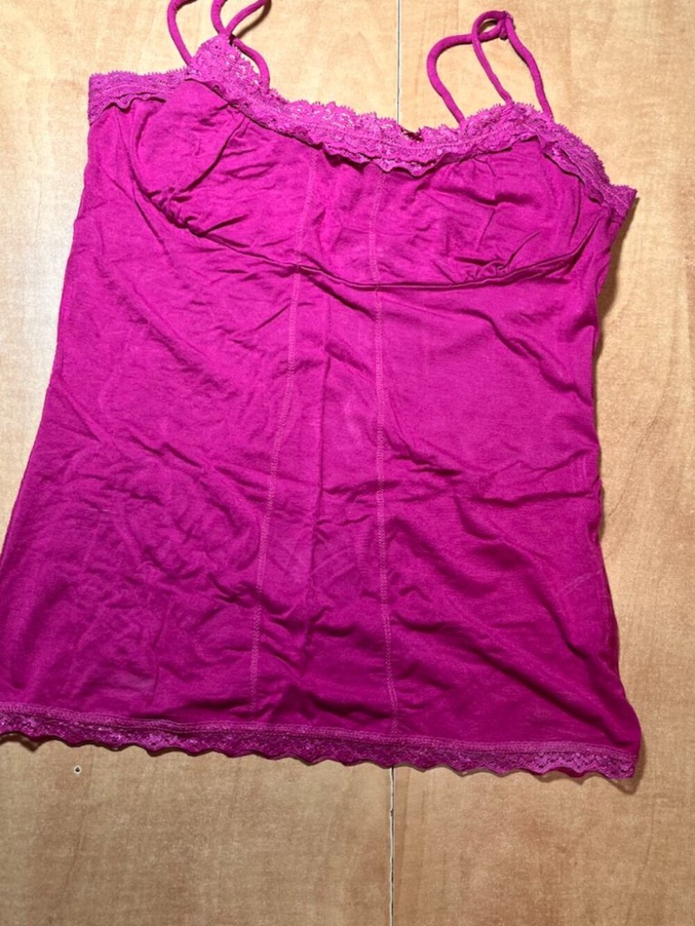 Lace-Trim Hot Pink Women's Camisole